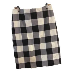 Talbots Plaid Pencil Skirt Sz 8 Black Cream Officecore Classic Academia